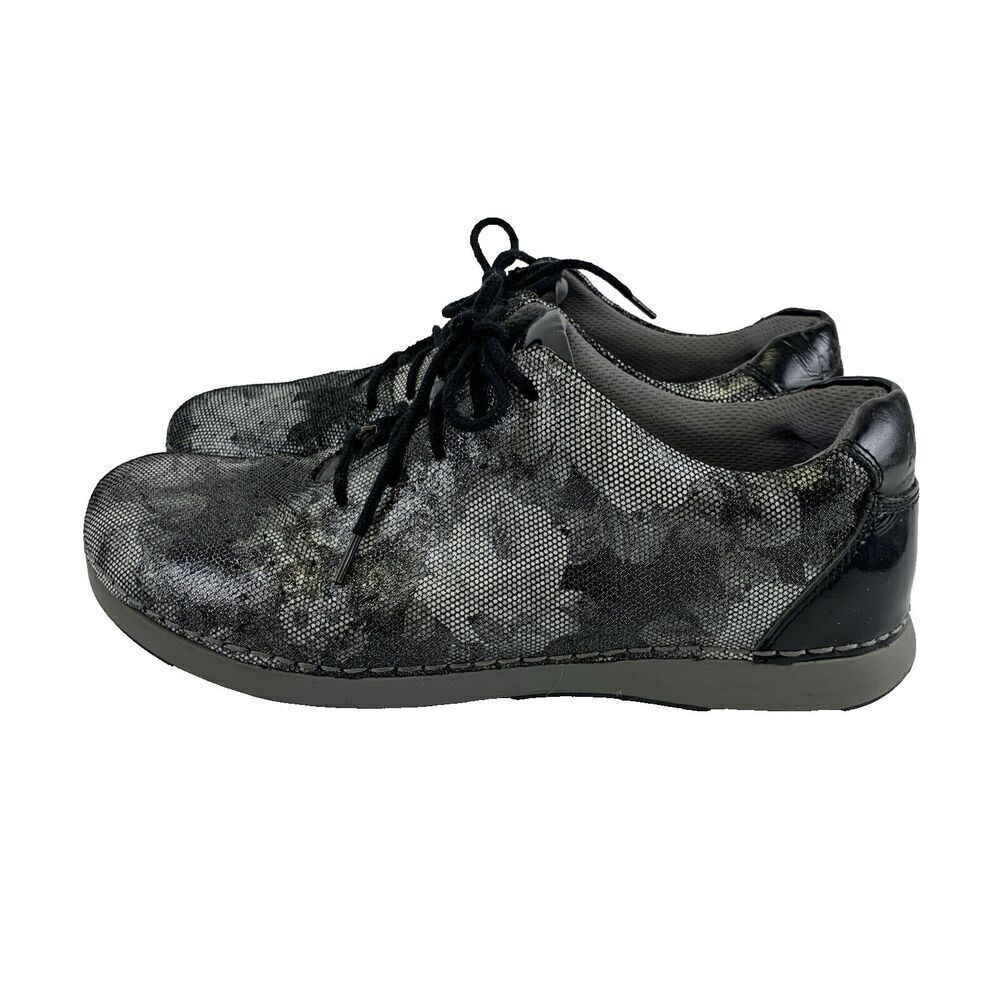 Alegria Essence Elegance Silver Floral Lace Up Shoe Comfort ESS-747 Women 40 9.5